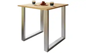 Esstisch Gestell: silberfarben 80 cm Eiche Bianco (Nachbildung), silberfarben 50x80