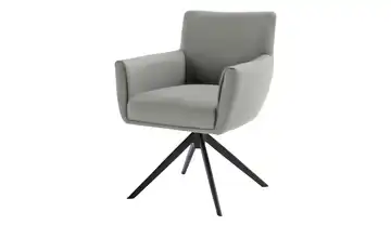 Esszimmerstuhl Nelson Creme edelstahlfarben Leder 45 cm