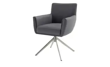 Esszimmerstuhl Nelson Anthrazit edelstahlfarben Leder 45 cm