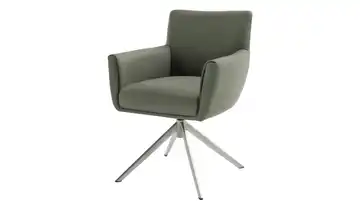 Esszimmerstuhl Nelson Olivgrün edelstahlfarben Leder 45 cm