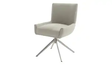 Esszimmerstuhl Nelson Creme edelstahlfarben Flachgewebe 45 cm