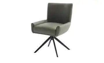 Esszimmerstuhl Nelson Olivgrün Schwarz Leder 45 cm