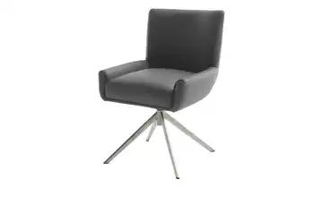 Esszimmerstuhl Nelson Anthrazit Leder edelstahlfarben Drehfunktion 45 cm