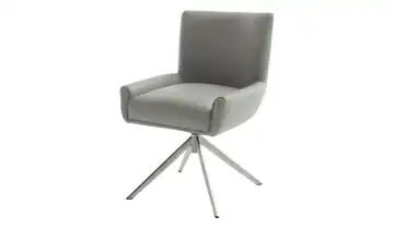 Esszimmerstuhl Nelson Creme Leder edelstahlfarben Drehfunktion 45 cm
