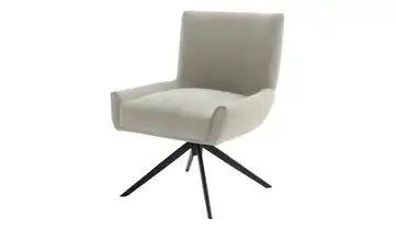 Esszimmerstuhl XL Nelson Creme Flachgewebe Schwarz Drehfunktion 50 cm