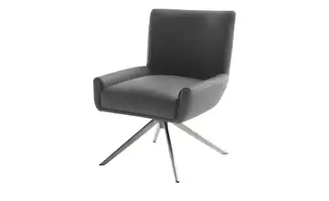 Esszimmerstuhl Nelson Anthrazit edelstahlfarben Leder 50 cm