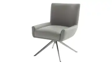 Esszimmerstuhl Nelson Creme edelstahlfarben Leder 50 cm