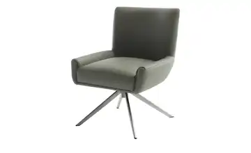 Esszimmerstuhl Nelson Olivgrün edelstahlfarben Leder 50 cm
