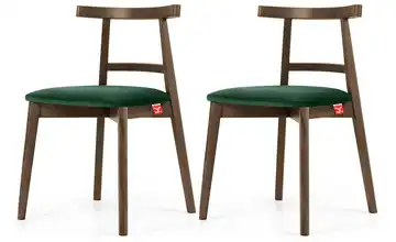 KONSIMO Holzstuhl 2er-Set Dunkelgrün, Hellbraun