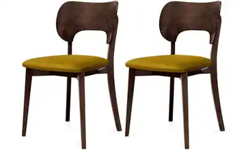 KONSIMO Holzstuhl 2er-Set Gelb, Walnuss