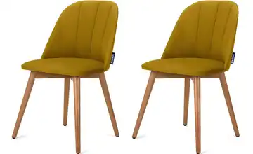 KONSIMO Polsterstuhl 2er-Set Gelb, Eiche