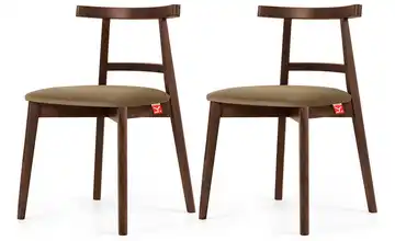 KONSIMO Holzstuhl 2er-Set Beige, Walnuss