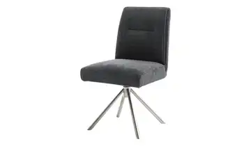 Esszimmerstuhl Delane edelstahlfarben, gebürstet Anthrazit Drehfunktion Flachgewebe