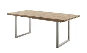 Woodford Esstisch Novis edelstahlfarben, gebürstet Kufen (U-förmig) Wildeiche gerade Tischkante 220 cm