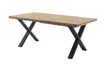 Woodford Esstisch Novis Anthrazit, lackiert Kufen (X-förmig) Wildeiche Schweizer Tischkante 200 cm