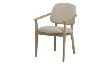 smart Armlehnstuhl aus Wildeiche massiv Stellan Eiche bianco, Grau