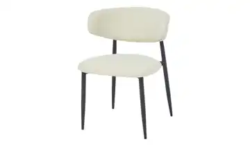 Esszimmerstuhl beige Teddystoff mit schwarzen Metallbeinen Cassius