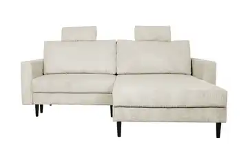 uno Ecksofa trendiger Cordstoff Livorno Creme Erweiterte Funktion rechts