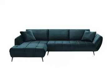 bobb Ecksofa mit Sitztiefenverstellung Carly Mikrofaser Blau links