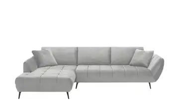 bobb Ecksofa mit Sitztiefenverstellung Carly Mikrofaser Silbergrau links