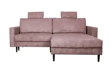 uno Ecksofa trendiger Cordstoff Livorno Rosa Erweiterte Funktion rechts