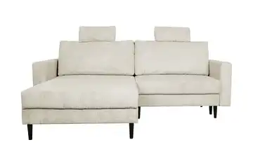 uno Ecksofa trendiger Cordstoff Livorno Creme Erweiterte Funktion links