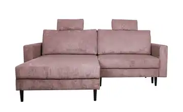 uno Ecksofa trendiger Cordstoff Livorno Rosa Erweiterte Funktion links