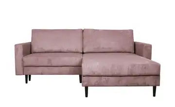 uno Ecksofa trendiger Cordstoff Livorno Rosa ohne rechts