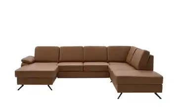 meinSofa Wohnlandschaft mit Sitz- und Rückenbezug aus Leder Kathi Braun rechts Erweiterte Funktion