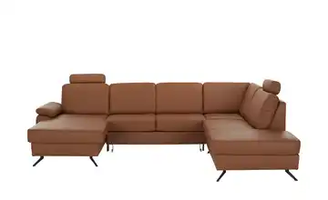 meinSofa Wohnlandschaft mit Sitz- und Rückenbezug aus Leder Kathi Braun rechts Erweiterte Funktion