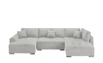 Wohnlandschaft mit Schlaffunktion Lemie Mikrofaser Silbergrau links