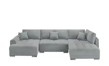 Wohnlandschaft mit Schlaffunktion Lemie Mikrofaser Dunkelgrau links