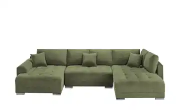 Wohnlandschaft mit Schlaffunktion Lemie Mikrofaser Dunkelgrün links