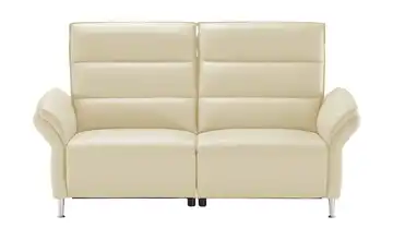 Wohnwert Einzelsofa Leder Marlena Relaxfunktion elektrisch, elektrische Kopfteilverstellung Creme