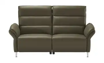 Wohnwert Einzelsofa Leder Marlena Relaxfunktion elektrisch, elektrische Kopfteilverstellung Olivgrün
