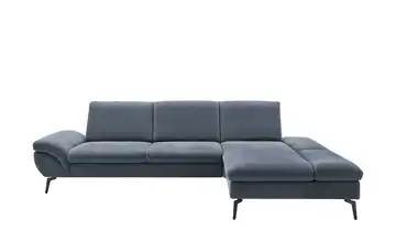 Lounge Collection Ecksofa Malena Denimblau rechts Erweiterte Funktion