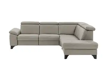 meinSofa Ecksofa Echtleder Linda Grau rechts ohne