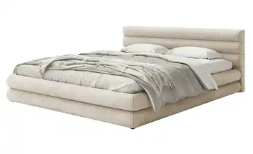 Polsterbett mit Bettkasten Alegre 180x200 cm Hellbeige Velours