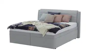 Polsterbettgestell mit Bettkasten York 180 cm Flachgewebe Silbergrau