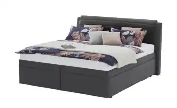 Polsterbettgestell mit Bettkasten York 160 cm Webstoff Graphit, Schwarz