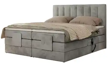 Motor Boxspringbett mit Bettkasten Comforto 200x200 cm H4 Silbergrau
