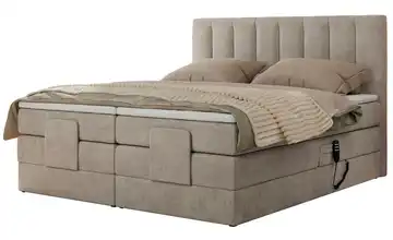 Motor Boxspringbett mit Bettkasten Comforto Webstoff H4 Beige 140x200 cm