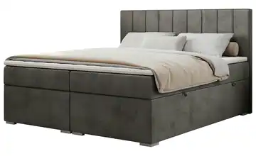 Boxbett mit Bettkasten Ally Velours H3 Basaltgrau 180x200 cm