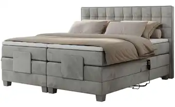 Motor Boxspringbett mit Bettkasten Elektro Samt H4 140x200 cm Silbergrau