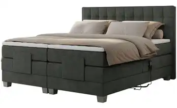 Motor Boxspringbett mit Bettkasten Elektro Webstoff H3 200x200 cm Dunkelgrau