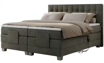 Motor Boxspringbett mit Bettkasten Elektro Samt H3 140x200 cm Basaltgrau