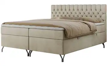 Boxbett mit Bettkasten Grimaldi 140x200 cm H3 Creme Samt