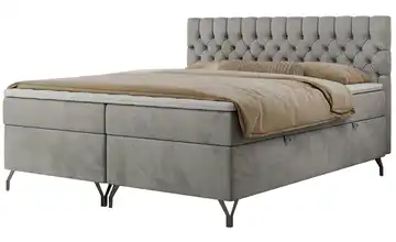 Boxbett mit Bettkasten Grimaldi Samt H3 140x200 cm Silbergrau