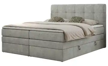 Boxspringbett mit Bettkasten Luka King Hellgrau 200x200 cm Webstoff H4