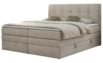Boxspringbett mit Bettkasten Luka King Beige 160x200 cm Webstoff H3